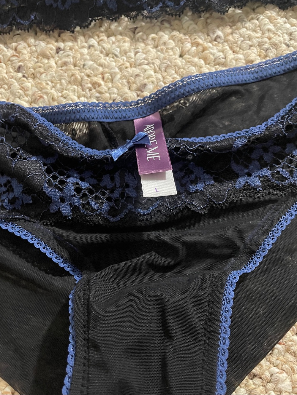 Adore Me Navy and Black Lace Longline Bra & Bikini Set - Picture 2 of 5